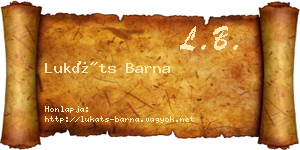 Lukáts Barna névjegykártya